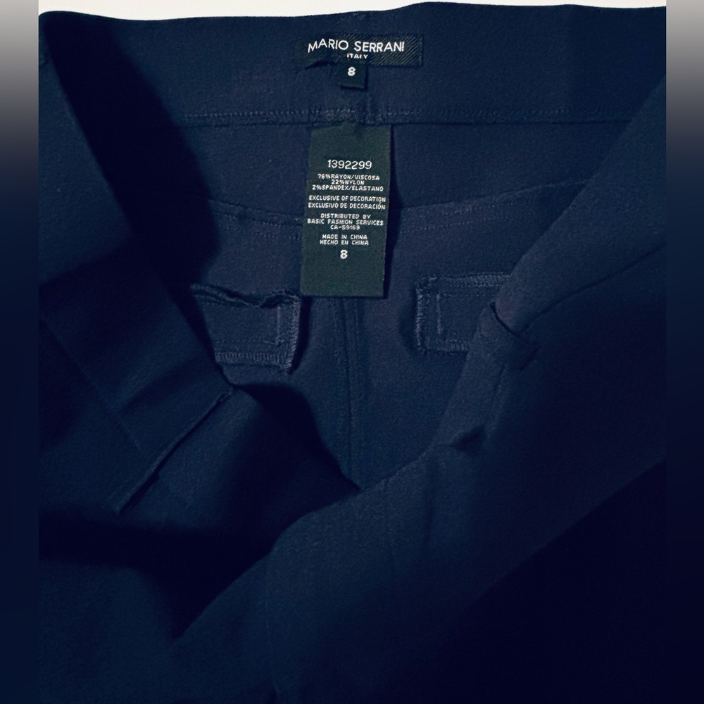MARIO SERRANI ITALY Size 8 Women’s Deep Navy Blue Trousers, Dress Pants, Stretch - Picture 2 of 8